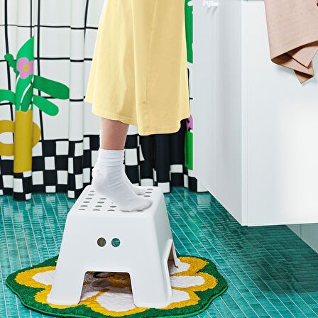 Tabure, beyaz, 44x35x25 cm