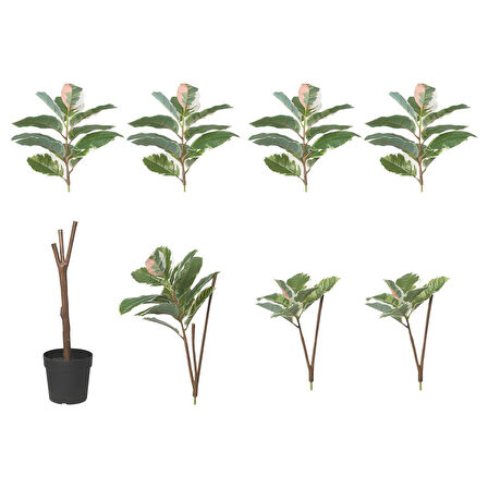 Yapay bitki, yeşil, 23 cm, kauçuk bitkisi, iç/dış mekan