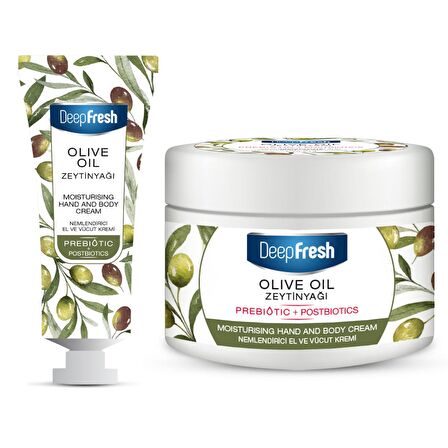 Deep Fresh Nemlendirici E Vitaminli ve Parabensiz Tüm Cilt Tipleri için Zeytinyağlı Kokulu Vücut Kremi 50 ml & 250 ml 