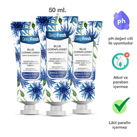 Deep Fresh Nemlendirici E Vitaminli ve Parabensiz Tüm Cilt Tipleri için  Vücut Kremi 3x50 ml 