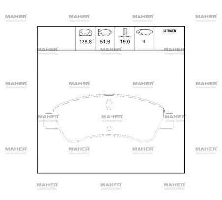 FREN BALATA C-ELYSEE 2012 / 301 2012 / 208 2012 / BERLINGO 2003-2008 / C3 2 2009-2016 / PARTNER 2003-2008 / 207 2006-2012 ÖN / JUMPER 2006 ARKA 1610489680