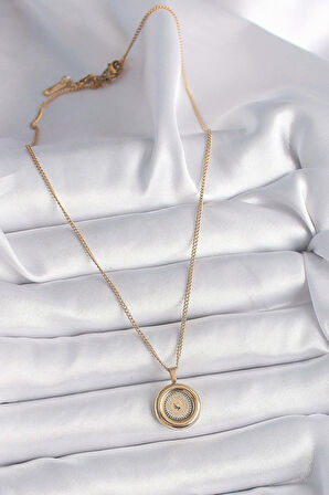 316L Çelik Gold Renk Zincir Gold Altın Model Kadın Kolye