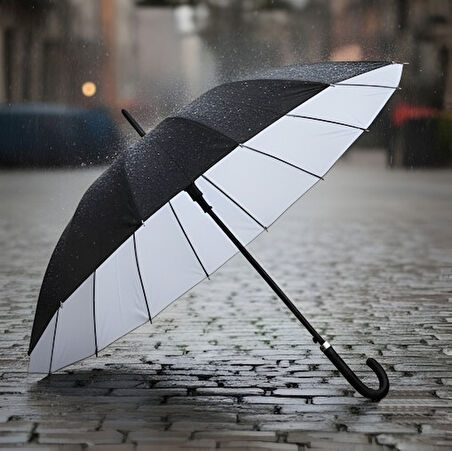 Isabella 16 Telli Otomatik Açılır Lüks Goretex Şemsiye - Siyah - Rüzgara Dayanıklı & Zarif