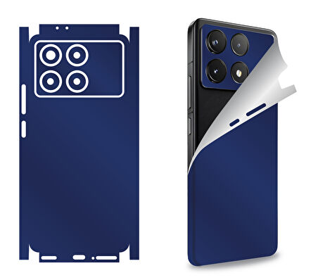 Xiaomi Poco C65 için uyumlu 360 full arka kaplama koruma sticker - MAT MAVİ