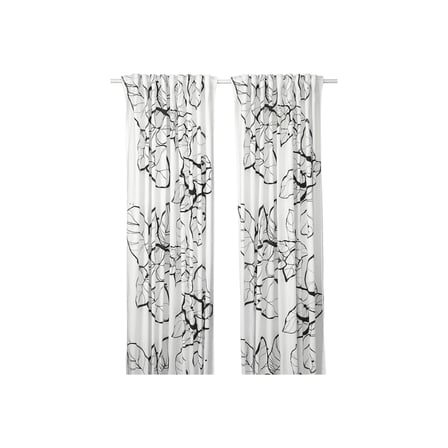Fon perde/2 kanat, beyaz-çiçek desenli, 145x300 cm, ışık filtreleyici, polyester