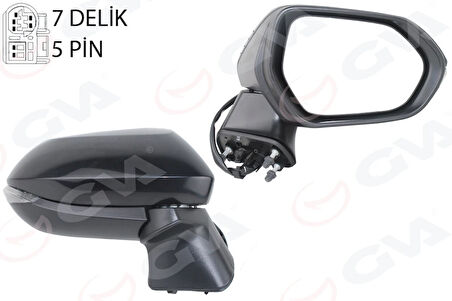 DIŞ DİKİZ AYNASI SAĞ ELEKTİKLİ SİNYALLİ KONV SİYAH 5 PİN Lİ TOYOTA COROLLA 2019 8791002924