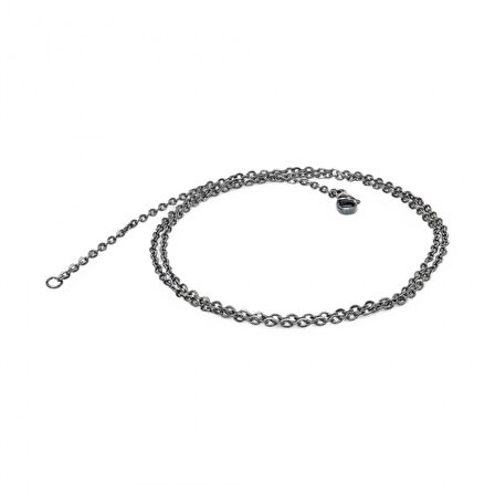  FM Minik Boy Siyah Çelik Zincir Kolye 0.5Mm 3183CEK005 