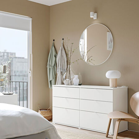 6 çekmeceli şifonyer, beyaz, 140x47x75 cm