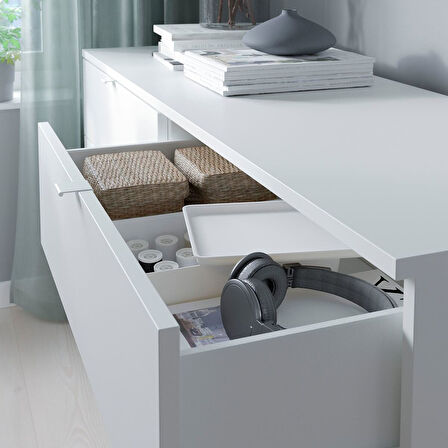 6 çekmeceli şifonyer, beyaz, 140x47x75 cm