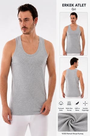 Seher Erkek Penye Atlet-Gri-6/2XL