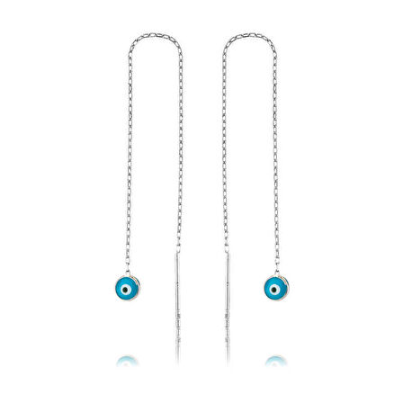 Gümüş Nazar Zincirli Küpe