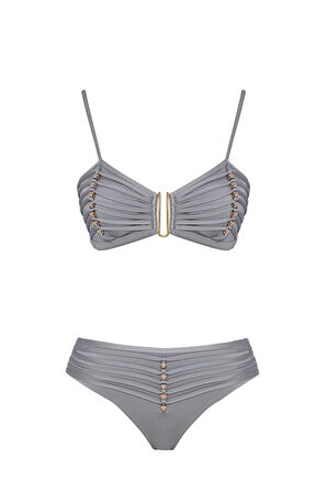Boncuklu Straplez Bikini Takım 