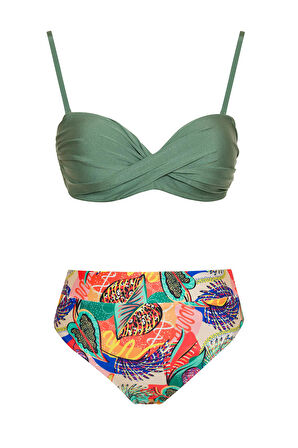 Dönmeli Yüksek Bel Bikini Takım 