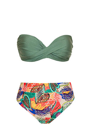 Dönmeli Yüksek Bel Bikini Takım 