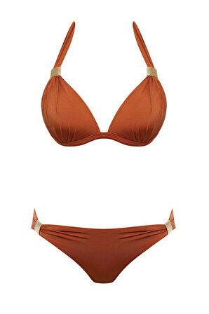 Aksesuarlı Kaplı Destekli Bikini Takım 