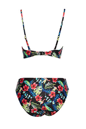 Yuvarlak Yaka Desenli Bikini Takım 