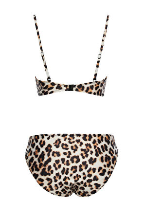 Yuvarlak Yaka Desenli Bikini Takım 