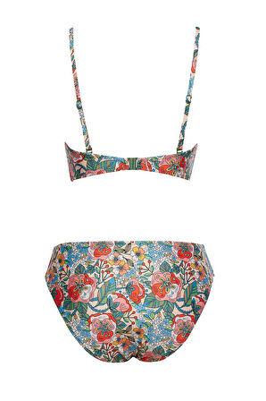 Yuvarlak Yaka Desenli Bikini Takım 