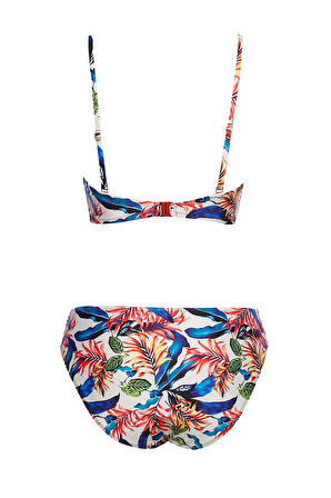 Yuvarlak Yaka Desenli Bikini Takım 