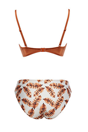 Yuvarlak Yaka Desenli Bikini Takım 