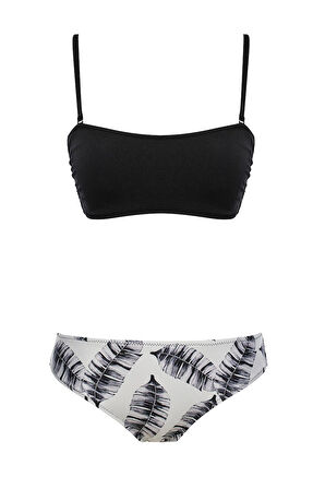 Straplez Desenli Bikini Takım 
