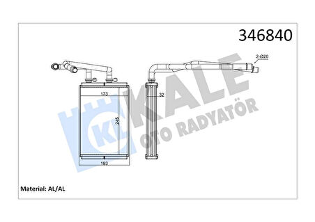 KALORİFER RADYATÖRÜ SCUDO 2007JUMPY 2007ULYSSE 2007P807 2005 250X180X33 6448 K8 9464420380