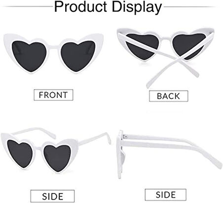 Beyaz Renk Kalp Şekilli Parti Gözlüğü
