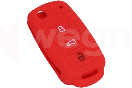 KONTAK ANAHTAR KUMANDA KORUYUCU KILIF SİLİKON KIRMIZI VW CADDY-JETTA-POLO-GOLF 6-SEAT LEON AKSESUAR