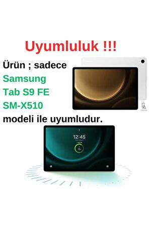 Samsung Galaxy Tab S9 FE SM-X510 ile Uyumlu Kırılmaz Tablet Temperli Cam Ekran Koruyucu