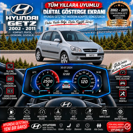 Hyundai Getz 2002-2011 için digital gösterge Odb ekran arıza göstergesi turbo gösterge hayalet ekran