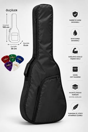 Yankı EGC-37BK Siyah Elektro Gitar Kılıfı Kalın Pedli Suya Dayanıklı Softcase