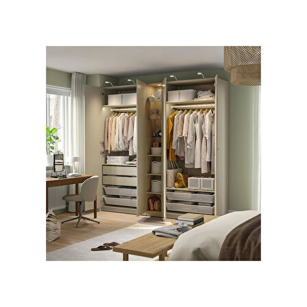 PAX gardırop, gri-bej-meşe görünümlü, 235x60x236 cm