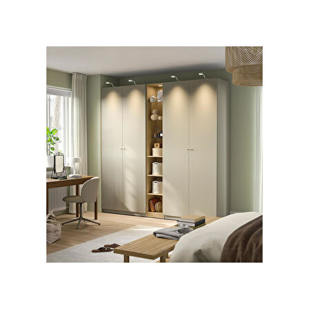 PAX gardırop, gri-bej-meşe görünümlü, 235x60x236 cm