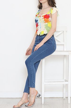 Fermuarlı Crop Bluz Rengarenk - 18473.1153.
