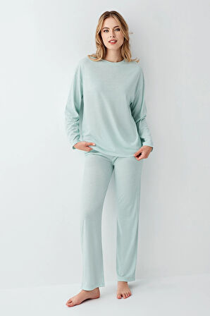 Arnetta 3407-s Kadın Uzun Kol Pijama Takım - Açık Yeşil - L
