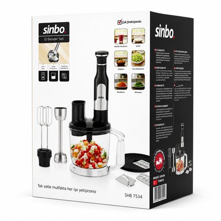 Sinbo SHB 7534 Blender Seti Siyah 2 Litre Paslanmaz Çelik 2 Hız Ayarlı