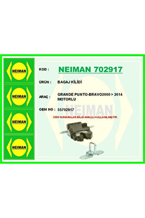 BAGAJ KİLİDİ GRANDE PUNTO-BRAVO2000 2014 MOTORLU 55702917