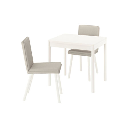 Mutfak masası takımı, kırık beyaz-Fridtuna açık bej, 2 sandalyeli, açılabilir