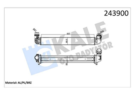 TURBO RADYATÖRÜ INTERCOOLER FLUENCE 2010 1.5DCI 657X89X85 2 SIRA ALB SİSTEM 144960024R 144966078R