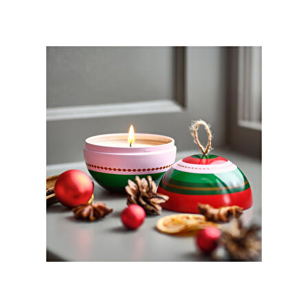 Metal kutuda kokulu mum, çok renkli, 28 saat, sıcak baharatlar