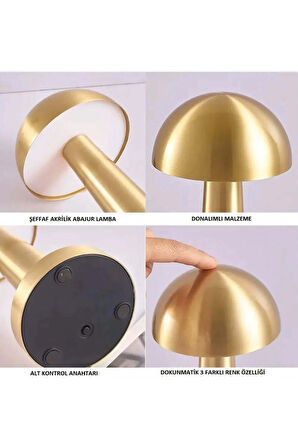 Gold Mantar Masa Lambası