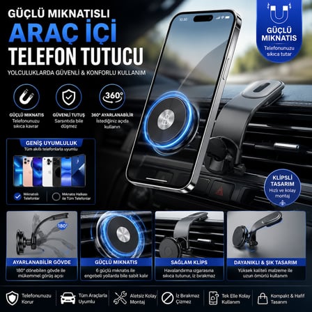 Manyetik araç içi telefon tutucu torpido üzeri ekran üzeri kullanım için tüm araçlara uyumlu