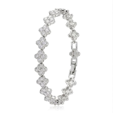 💎 Premium Parlak Gümüş Renk 8 mm Zirkon Taş Çiçek Model Kadın Bijuteri Bileklik 3183KBV6D4 (~18cm)