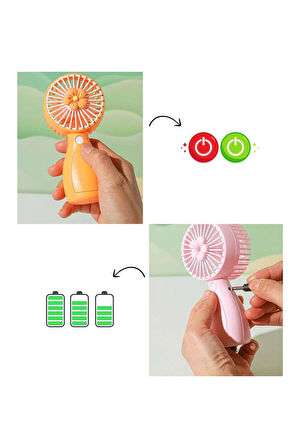 Mini Çiçekli El ve Masa Fanı