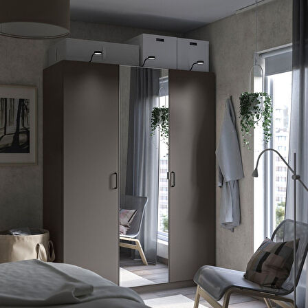 PAX gardırop, koyu gri-aynalı cam, 150x60x201 cm