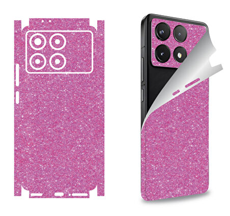 Xiaomi Redmi 14c için uyumlu 360 full arka kaplama koruma sticker SİMLİ PEMBE