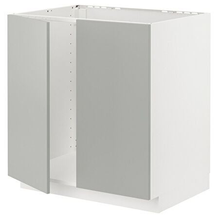 Eviye dolabı, HAVSTORP açık gri, 80x60 cm, 2 kapaklı