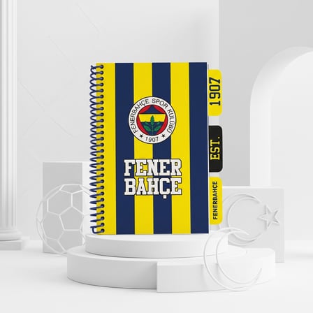 BakGelAl Fenerbahçe FB Lisanslı Spiralli Ayraçlı Not Defteri – Sarı Lacivert Taraftar Defteri 1 Adet