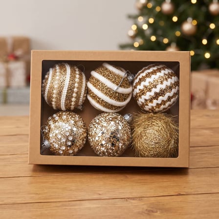 Premium 6'lı Yılbaşı Ağaç Süsleme Seti - 8 cm Yılbaşı Topu Aksesuarı 
