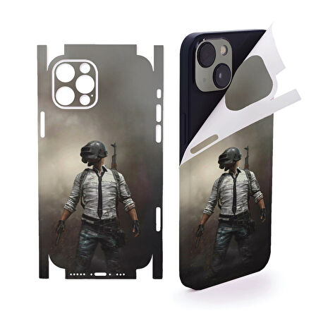 Apple İphone 15 için full kaplama koruma sticker kılıfsız kullanım çizilme önleyici PUBG 1